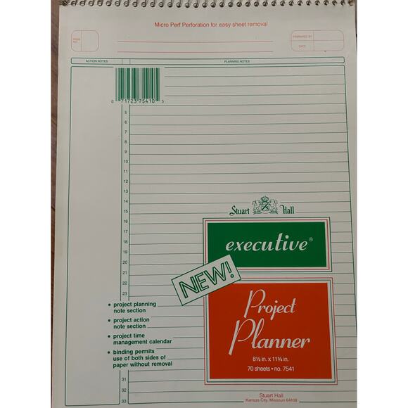 Stuart Hall Executive Wirebound Notebook 70 Sheets #7541 Project Planner - Picture 6 of 6